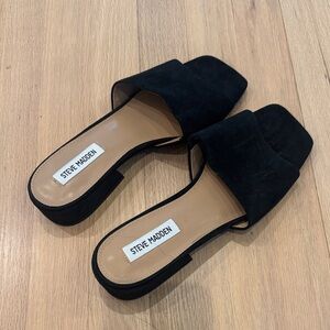 Steve Madden Suede Black Slide Sandals